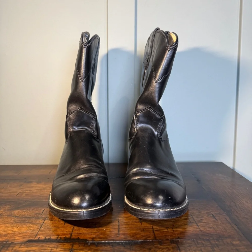Wrangler black leather boots‎ youth girls size 4 D